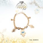 Pulsera de Acero Aleación Esmalte Dorado Mano de Fátima Azul  Medida 18 cm - 8039618