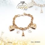 Pulsera de Acero Aleación Piedra Dorado Corazón, Torre Eifel Perla  Medida 20 cm - 8039920 - Imagen 2