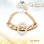 Pulsera de Acero Aleación Micro Circón Dorado Círculo   Medida 18 cm - 8040318