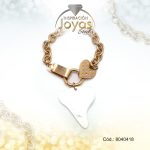 Pulsera de Acero Aleación Circón Dorado Corazón   Medida 18 cm - 8040418
