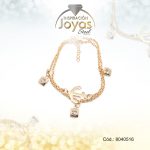 Pulsera de Acero Aleación Circón Dorado Cuadrado, Ancla   Medida 16 cm - 8040516