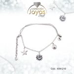 Pulsera de Acero Aleación Micro Circón Plateado Estrella, Sol   Medida 18 cm - 8041218