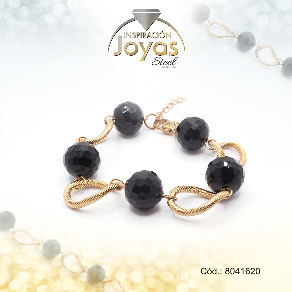 8041620 Pulsera de Acero Aleación Piedra Dorado Esfera Blanco Medida 20 cm - 8041620 - Imagen 1