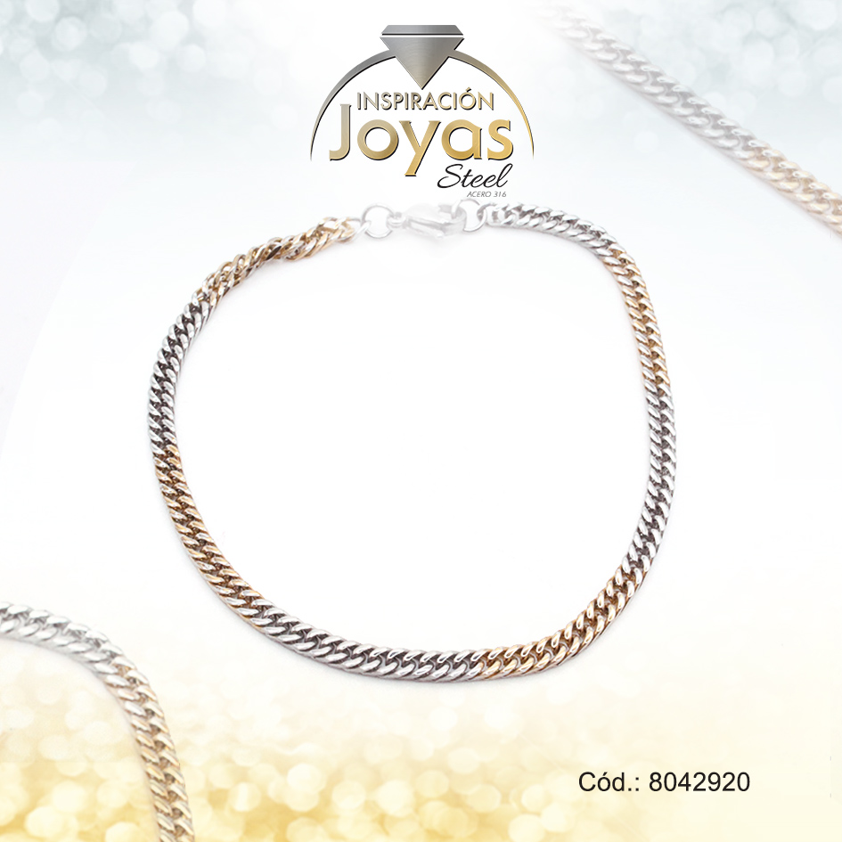 8042920 Pulsera de Acero Caballero 2 Tonos Sin Placa Medida 20 cm - 8042920 - Imagen 1
