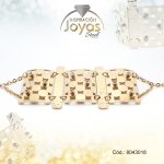 Pulsera de Acero Aleación Circón Dorado Rectángulo   Medida 18 cm - 8043018