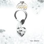 Pulsera de Acero Aleación Semi Cuero Plateado Corazón Negro  Medida 22 cm - 8043722