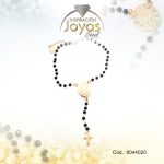 Pulsera de Acero Aleación Piedra Dorado Denario Cruz, Medalla Negro  Medida 20 cm - 8044020