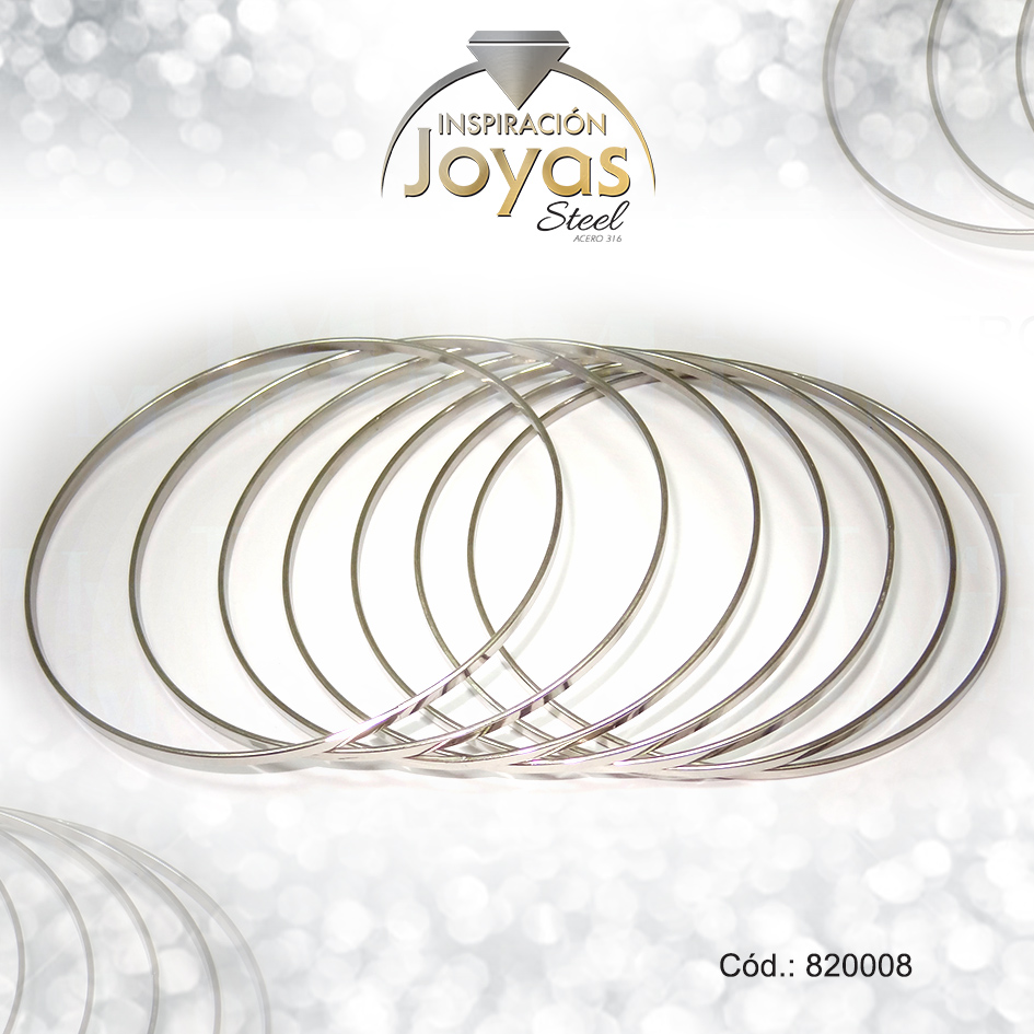 820008 Pulsera de Acero Brazalete Plateado Triple - 820008 - Imagen 1