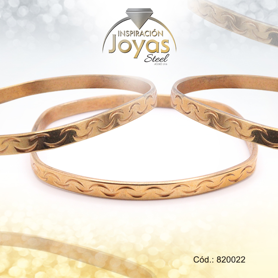 820022 Pulsera de Acero Brazalete Rose Gold Triple - 820022 - Imagen 1