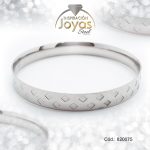 Pulsera de Acero Brazalete Plateado Redondo  - 820075