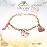 Pulsera de Acero Aleación Esmalte Dorado Zapato, Mariposa, Bolso Medida 22 cm - 82008422