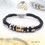 Pulsera de Acero Caballero Goma 2 Tonos Sin Placa Negro - 820174