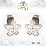 Zarcillo de Acero - Aleación Micro Circón - Plateado - Estrella  - 840013