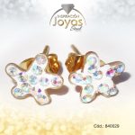 Zarcillo de Acero - Aleación Micro Circón - Dorado - Estrella - 840029