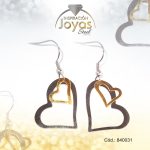 Zarcillo de Acero Colgante 2 Tonos Corazón - 840031