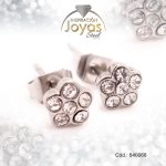 Zarcillo de Acero - Aleación Circón - Plateado - Flor - 840068