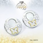 Zarcillo de Acero - Aleación Nacar - Plateado - Mariposa - 840074