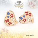 Zarcillo de Acero - Aleación Esmalte - Dorado - Corazón Multi Color - 840094