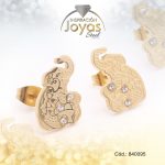 Zarcillo de Acero - Aleación Circón - Dorado - Elefante - 840095