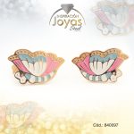 Zarcillo de Acero - Aleación Esmalte - Dorado - Mariposa Multi Color - 840097