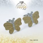 Zarcillo de Acero Variado 2 Tonos Mariposa - 840103