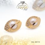 Zarcillo de Acero - Aleación Perla - Dorado - Óvalo - 840119