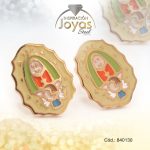 Zarcillo de Acero - Aleación Esmalte - Dorado - Virgen Multi Color - 840130