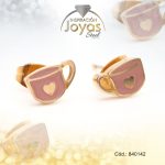 Zarcillo de Acero - Aleación Esmalte - Dorado - Taza Rosado - 840142