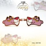 Zarcillo de Acero - Aleación Esmalte - Dorado - Pantera Rosa Rosado - 840168