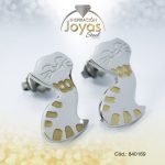 Zarcillo de Acero Variado 2 Tonos Gato - 840169