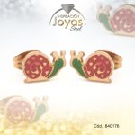 Zarcillo de Acero - Aleación Esmalte - Dorado - Caracol Rojo/Verde - 840176