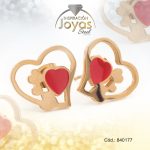 Zarcillo de Acero - Aleación Esmalte - Dorado - Corazón Rojo - 840177