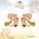 Zarcillo de Acero - Aleación Esmalte - Dorado - Pájaro Multi Color - 840186