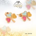 Zarcillo de Acero - Aleación Esmalte - Dorado - Trébol Multi Color - 840189