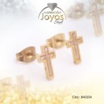 Zarcillo de Acero - Aleación Nacar - Dorado - Cruz - 840204