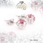 Zarcillo de Acero Esfera Micro Circón Plateado Blanco/Rosado - 840218