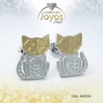 Zarcillo de Acero Variado 2 Tonos Gato - 840224
