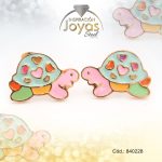 Zarcillo de Acero - Aleación Esmalte - Dorado - Tortuga Multi Color - 840228