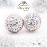 Zarcillo de Acero Esfera Micro Circón Plateado Blanco - 840236