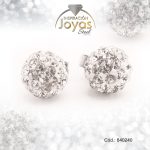 Zarcillo de Acero Esfera Micro Circón Plateado Blanco - 840240