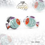 Zarcillo de Acero - Aleación Esmalte - Plateado - Pez Verde - 840246