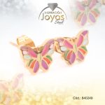 Zarcillo de Acero - Aleación Esmalte - Dorado - Mariposa Multi Color - 840249
