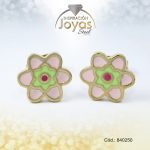 Zarcillo de Acero - Aleación Esmalte - Dorado - Flor Multi Color - 840250