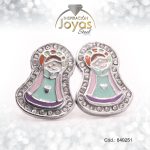 Zarcillo de Acero - Aleación Esmalte - Plateado - Virgen Multi Color - 840251