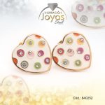 Zarcillo de Acero - Aleación Esmalte - Dorado - Corazón Multi Color - 840252