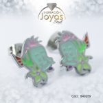 Zarcillo de Acero - Aleación Esmalte - Plateado - Pez Verde - 840259