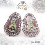 Zarcillo de Acero - Aleación Esmalte - Plateado - Virgen Multi Color - 840268