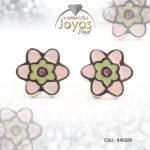 Zarcillo de Acero - Aleación Esmalte - Plateado - Flor Multi Color - 840286