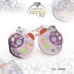 Zarcillo de Acero - Aleación Esmalte - Plateado - Coquito Multi Color - 840288