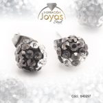 Zarcillo de Acero Esfera Micro Circón Plateado Blanco/Negro - 840297